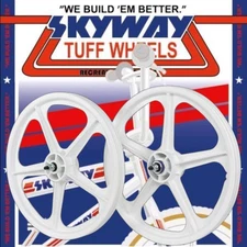 SKYWAY 5 SPOKE 20"x1.75" TUFF II WHEELSET FREEWHEEL WHITE