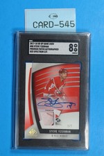 2017-18 UD SP GAME USED #80 STEVE YZERMAN AUTO JERSEY PATCH /5 RED SGC 8 CARD545
