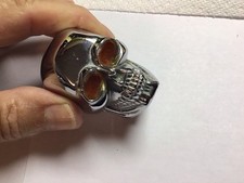 Vintage Heavy Metal Skull Gear Shifter Knob Rat Rod Chrome Skeleton Head Amber