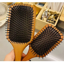 Wooden Anti Static Hair Brush Air Cushion Paddle Detangling Scalp Massage