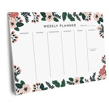 Weekly Planner Notepad - 9x7  inches, 52 tear off sheets - Undated Desk
