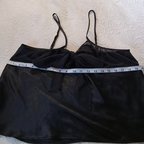 Vintage 90s Y2K Sheer Babydoll Top Womens XL XLarge Black Flowy Coquette Bow - Picture 8 of 14