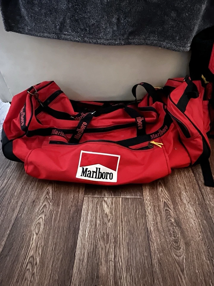 Marlboro Book Bag and Duffel Bag Combo Red Cloth with Wheels Travel Bag - Image 3 of 3