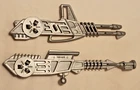 Vintage Motu 1984 Land Shark Side Guns Silver Plastic Mattel He-Man Toy Parts