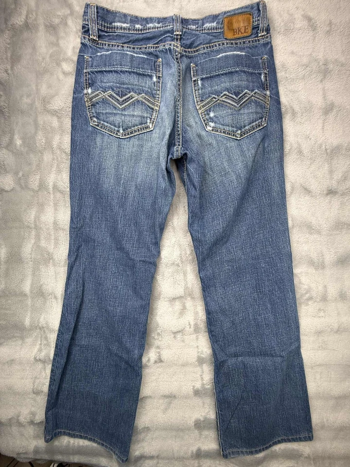 Buckle Bke Mens Jeans 31 x 32 Tyler Bootcut Blue Distressed Denim 100% Cotton - Image 2 of 4