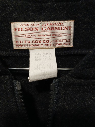 VTG Filson Mackinaw Wool Liner Jacket Men’s L Style 122 Brown Bomber Made USA - Picture 3 of 3