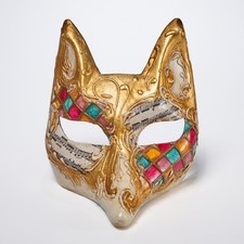 Venetian Paper Papier Mache Fox Carnivale Mardi Gras Masquerade Mask
