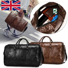 Mens Leather Duffle Weekend Bag Large Travel Women Gym Luggage Handbag Holdall Q