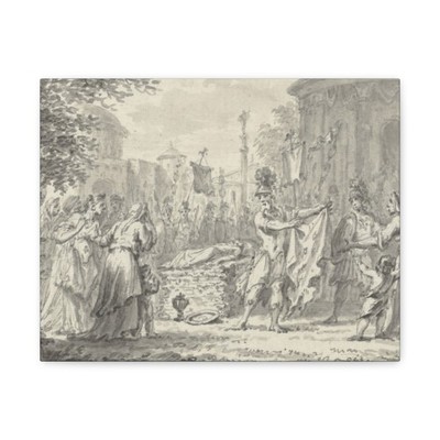 Simon Fokke - Caesars lijk aan het volk getoond - c. 1722 - c. 1784 - Canvas Wal