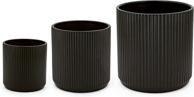 Fluted Ceramic Planters for Indoor Outdoor Plants, round Flower Pots with Draina