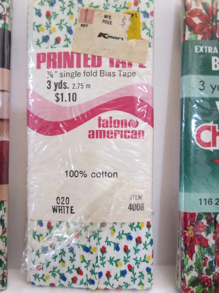 10 cintas sesgadas vintage de Navidad NOS 3 yardas ea 30 yardas total individuales dobles anchas Foto 3 de 4