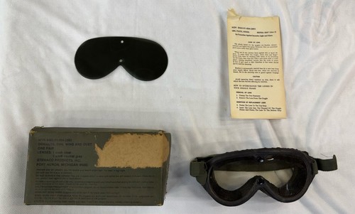 STEMACO NSN 8465-01-004-2893 Sun Wind Dust Military Goggles 2 Lenses, NOS