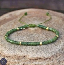 Olive Jade 2x4mm Bead Bracelet, Adjustable High Quality, Minimalist Bracelet