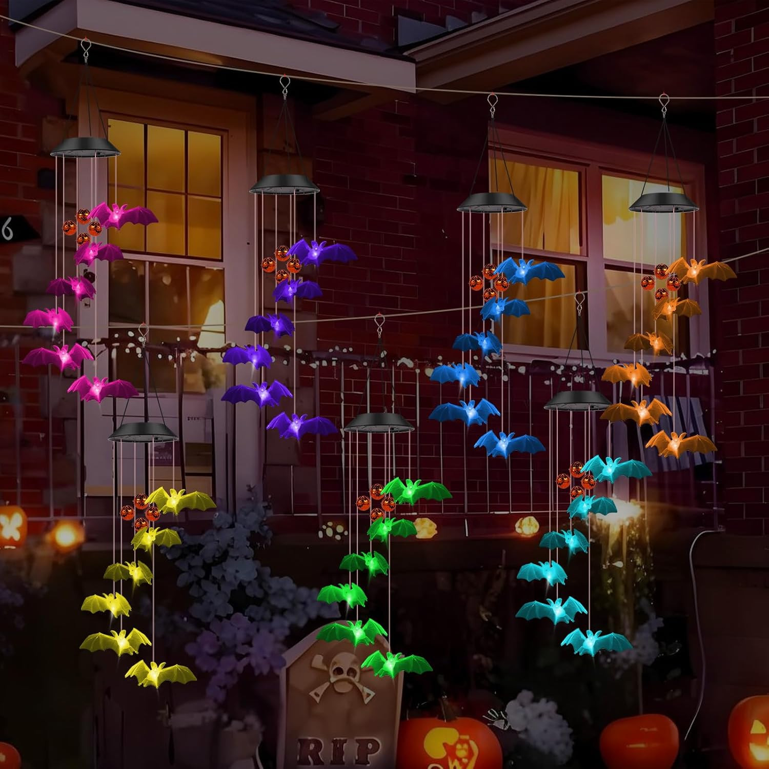 Halloween Solar Wind Chimes for Party Yard Porch Patio Home Hanging Decor