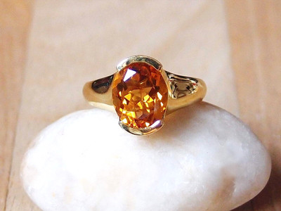 Serra Gaucha Citrin Solitär Ring 18K vergoldet 925 Sterling Silber Größe P