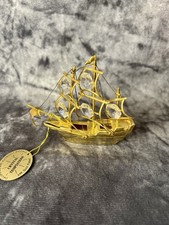 Crystal Temptations 24K Gold Plated Ship Figurine Crystals - Nautical Treasure!