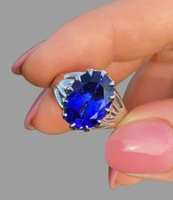 5.00Ct Oval Cut Natural Tanzanite Diamond 14K White Gold Luxury Anniversary Ring