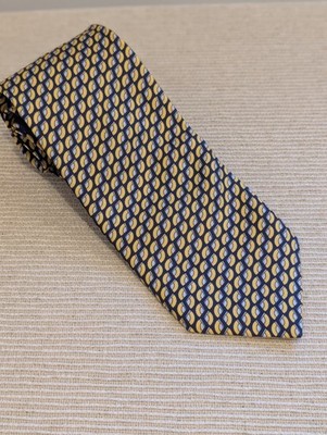 Versace 100% Silk Blue Yellow Medusa Neck Tie - Made in Italy