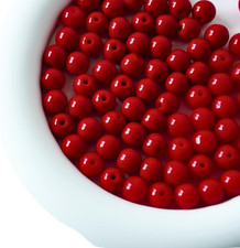 100Pcs Red Beads, 8Mm Porcelain Beads for Jewelry Making round Ceramic Bead Uniq