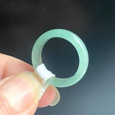 Certified Grade A icy Oil green 17-20mm Natural Burma Jade jadeite ring