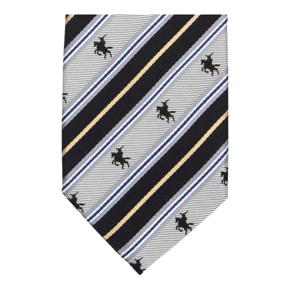 FORTUNA Tokyo Masamune Date Nishijin Woven Silk Tie Dark Navy Blue 8cm Wide - Imagem 3 de 4