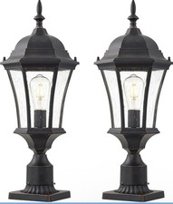 24" Pack of 2 Cast Aluminum Large Outdoor Post Light with 3" Pier Mount, Bronze