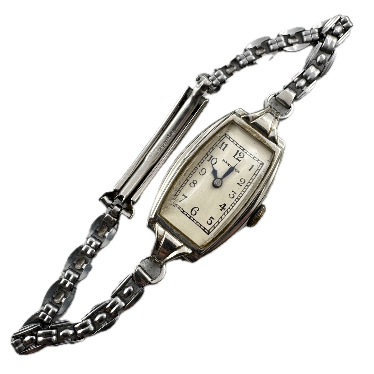 Vintage Hamilton Art Deco Ladies Mechanical Wristwatch 989 USA 14k White GF