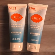 Set of 2 LUME Invisible Cream UNSCENTED Whole Body Deodorant 2.2oz-ALUMINUM FREE