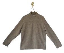 Ibex Men Merino Wool Blend 1/4 Zip Sweater L Outdoor Camping Hiking Golf Gorp