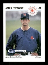 1992 Skybox linedrive AA New Britain Red sox 488 Derek Livernois signed auto aut