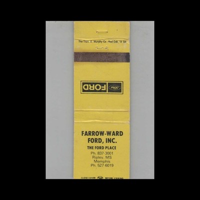 Matchbook Cover Ford Dealer Farrow-Ward Ford Inc Ripley MS