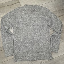 Vintage Grey Chunky Knit Crewneck Wool Blend Sweater Mens Medium