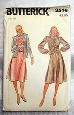 Vintage Butterick #3516 Misses Jacket and Dress Sz 16