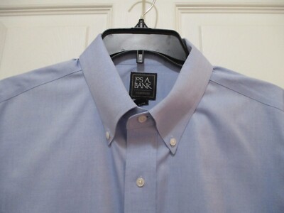 Jos Bank Traveler Blue Button Down Shirt sz 17.5 Neck 34'' Sleeve