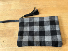 Borsa pochette pochette J Jill flanella lana nero bianco bufalo a quadri zip 9,75"