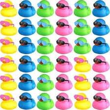 Chivao 36 Pcs Mini Rubber Ducks with 36 Sunglasses Multi Color 