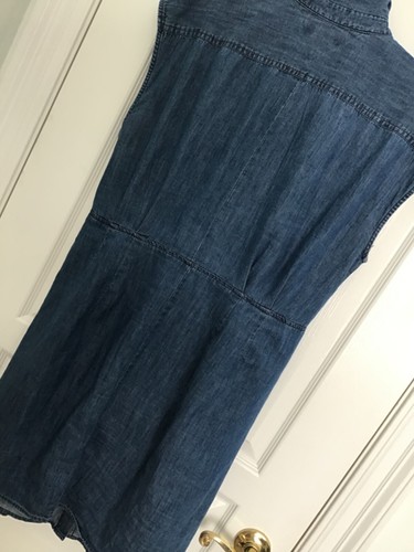 Tommy Hilfiger great Sleeveless Denim Shirt Dress Button Tie Front Xl - Picture 8 of 8