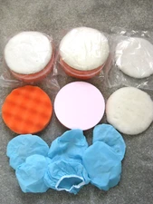 10 Car Polishing Sponges, 3 Flat, 3 Curved, 4 Woollen, 6 smaller covers