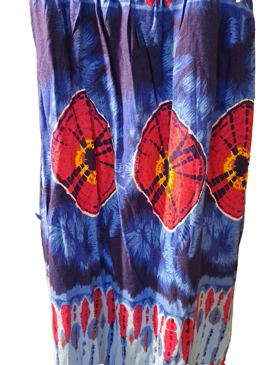 DIVA Maxi Sun Dress Women M Tie Dye Spaghetti Straps Lightweight Tropical Retro