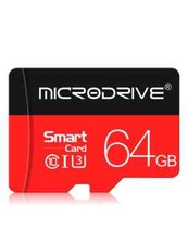   MicroDrive 64GB MicroSD Card   Class 10 High-Speed Memory w/ Adapter Black   