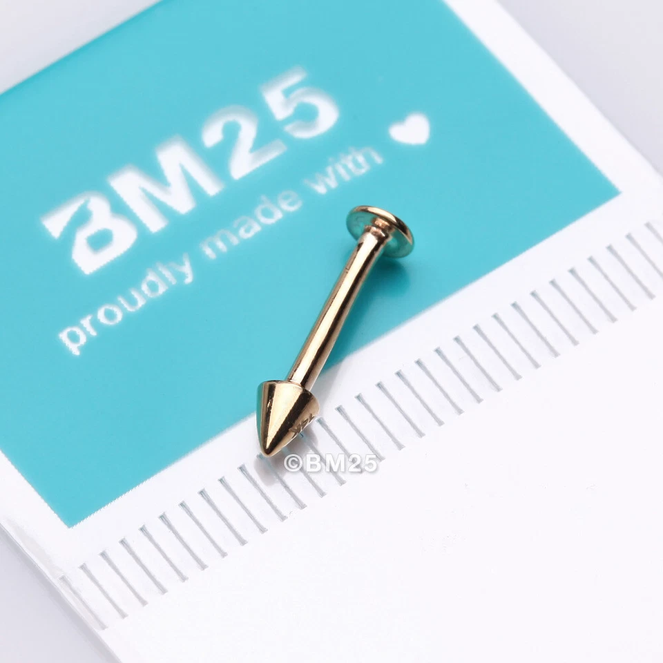 Labret de tachuelas con parte superior de espiga de oro de 14 quilates Foto 3 de 4