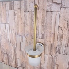 Antique Brass Wall Mount Bathroom Toilet Brushes Holders with Glass Cup fba784