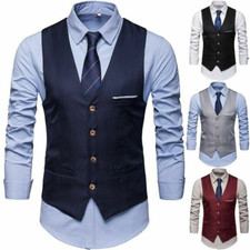 Men Business Tuxedo Suit Blazer Coat Waistcoat Formal Dress Vest Slim Jacket Top