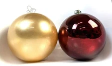 Vickerman 8 inches Large Handing Plastic Ball Christmas Ornament, Matte Gold