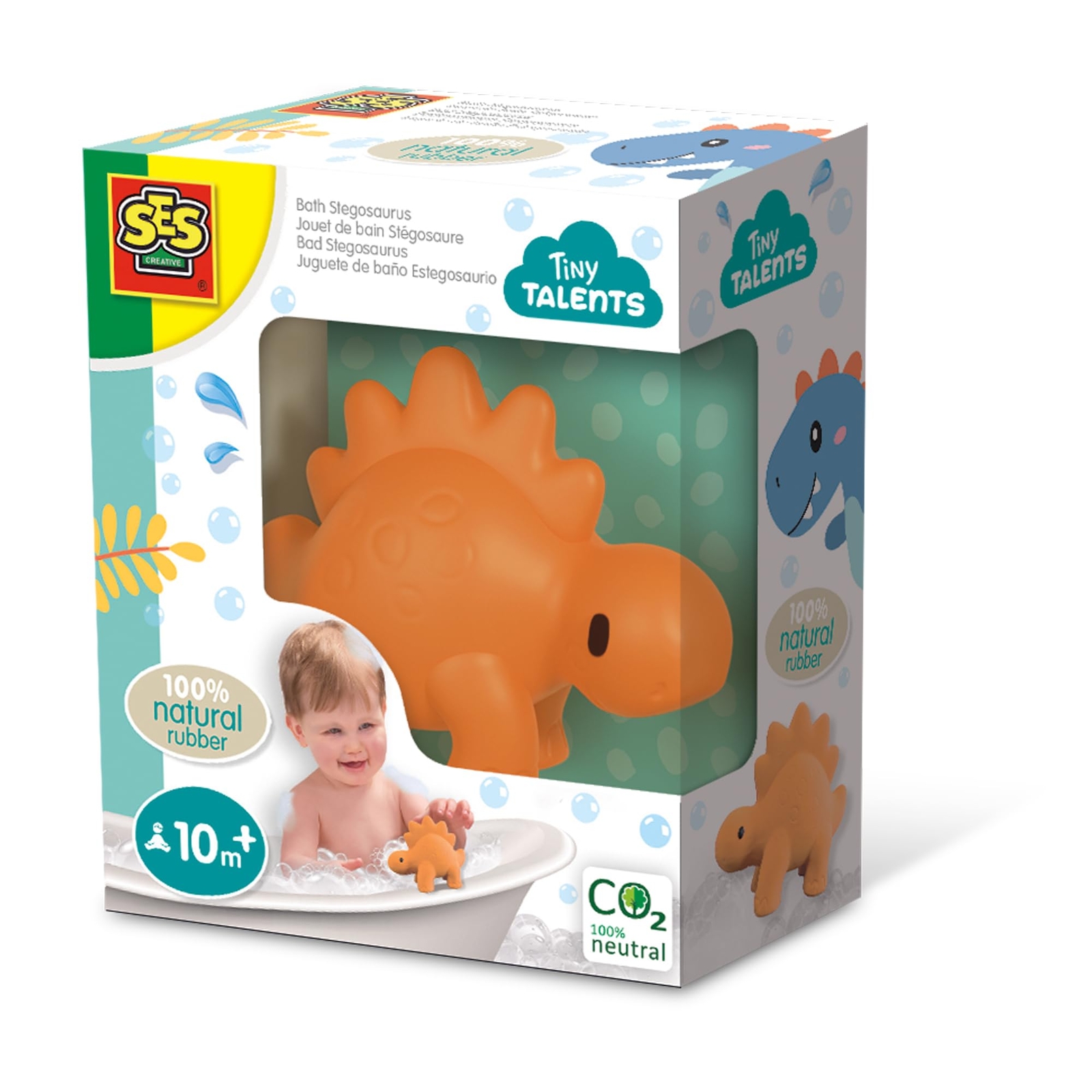 SES Creative 13213 Bath Stegosaurus-100% Natural Rubber, Yellow