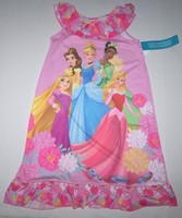 Disney 5 Princess Nightgown Pajamas Sleepwear Pink Ruffle Nice Cute Girl Disney 5 Princess Nightgown Pajamas Sleepwear Pink Ruffle Nice Cute Girl