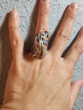 925 Sterling Silver Mother Of Pearl Inlay Ring 16.6 Gr/size 7