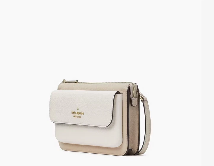 Borsa a tracolla Kate Spade Leila piccola con patta in pelle sabbia chiara K8283 $269