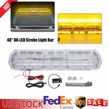 48 Inch Strobe Light Bar Emergency Warn Beacon Tow Truck Response-Amber 88 LED