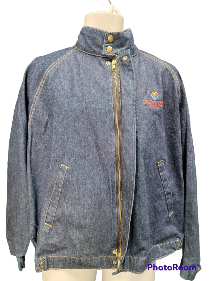 VTG Swingster Vigortone Racer Bomber Blue Jean Denim Jacket Cotton USA L - Image 4 of 4
